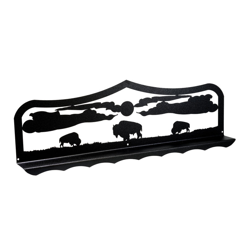 Buffalo Bison On Prairie Wall Shelf Unit 32 1/2" x 10" x 3"