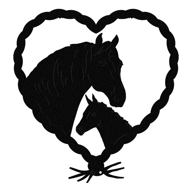 Mare & Foal Horse 10" x 10 3/4" Heart Wall Art