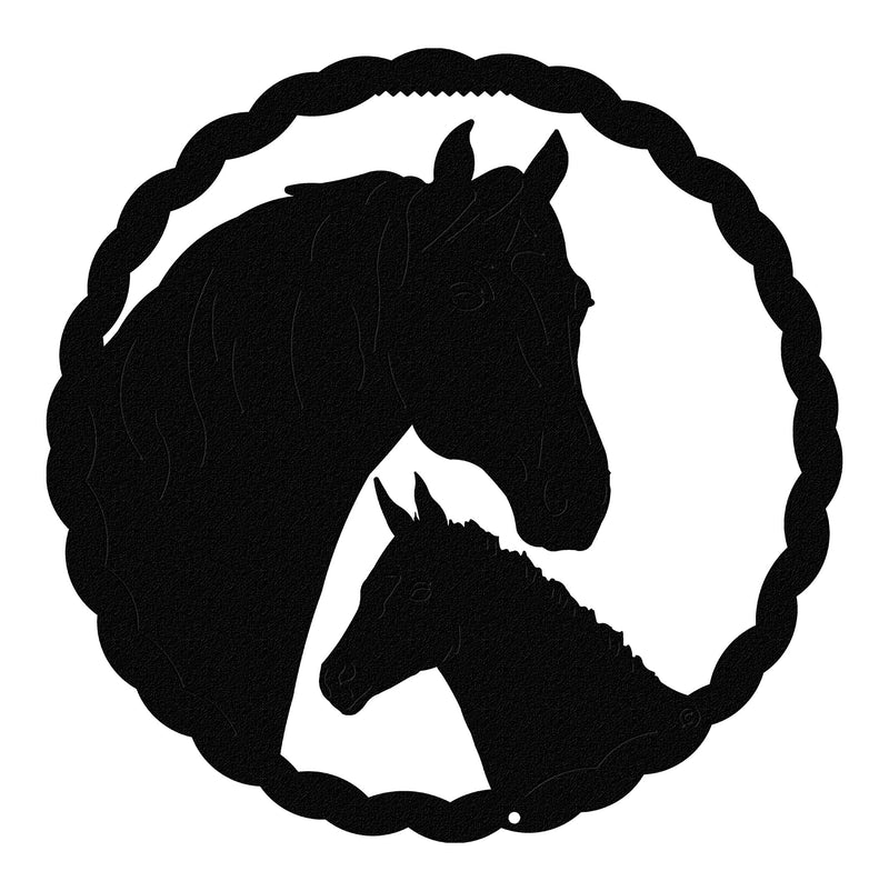 Mare & Foal Horse 10" Round Wall Art