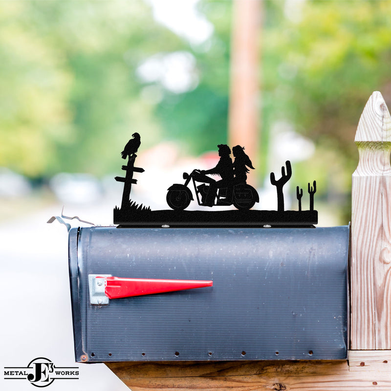 Motorcycle Couple Mailbox Topper