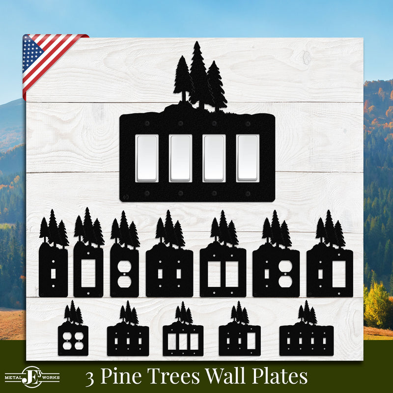 3 Pine Trees Wall Plate