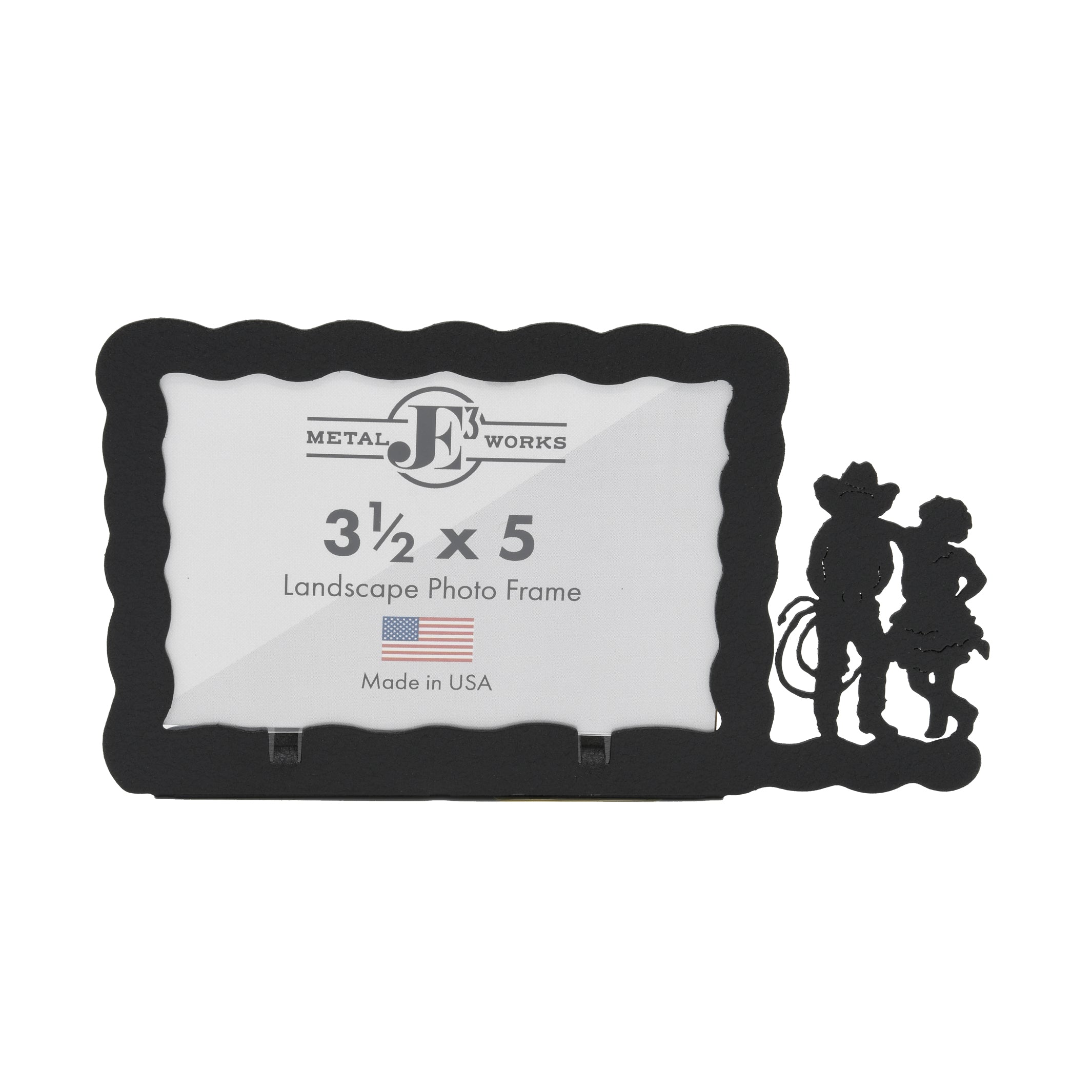 Cowboy & Cowgirl With Rope Shaped Border Picture Frame – JE3 Metal Works