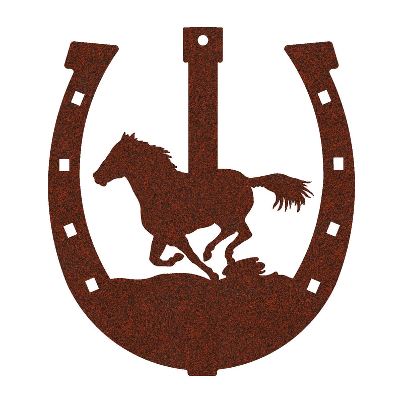 Horseshoe with Running Horse Ornament