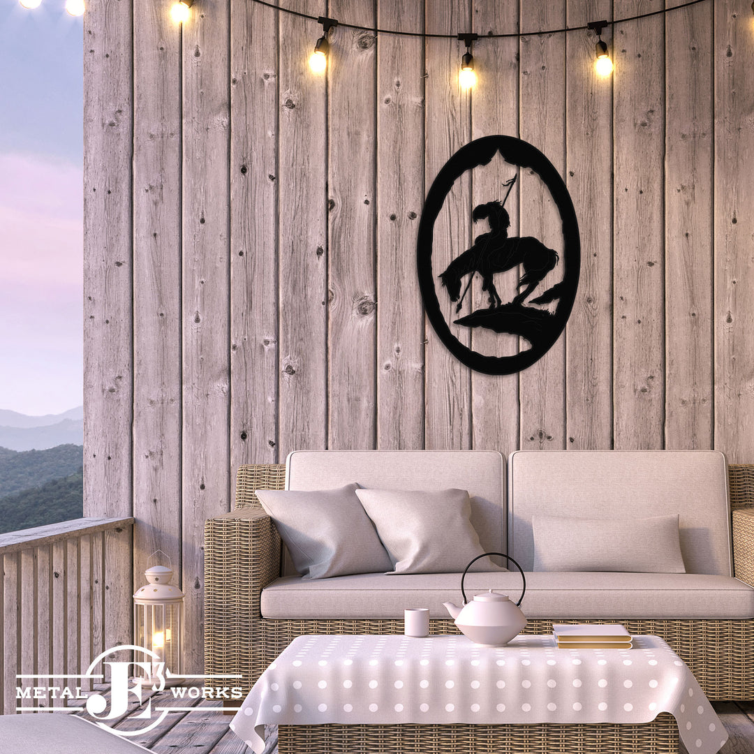End of the Trail Native American Oval Wall Art – JE3 Metal Works