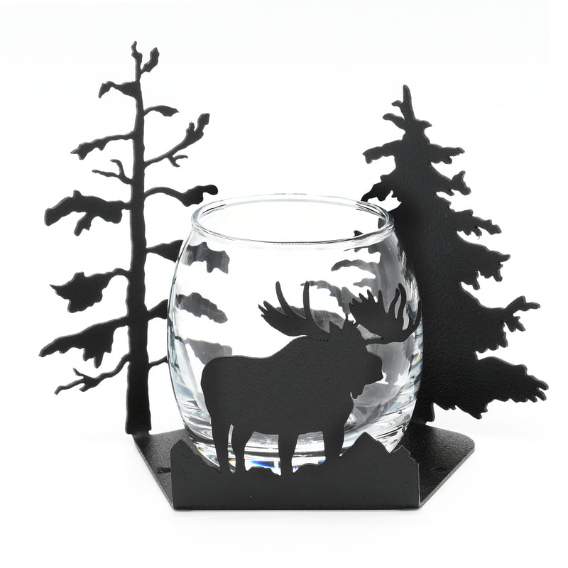 Moose & Pine Trees Candle Holder