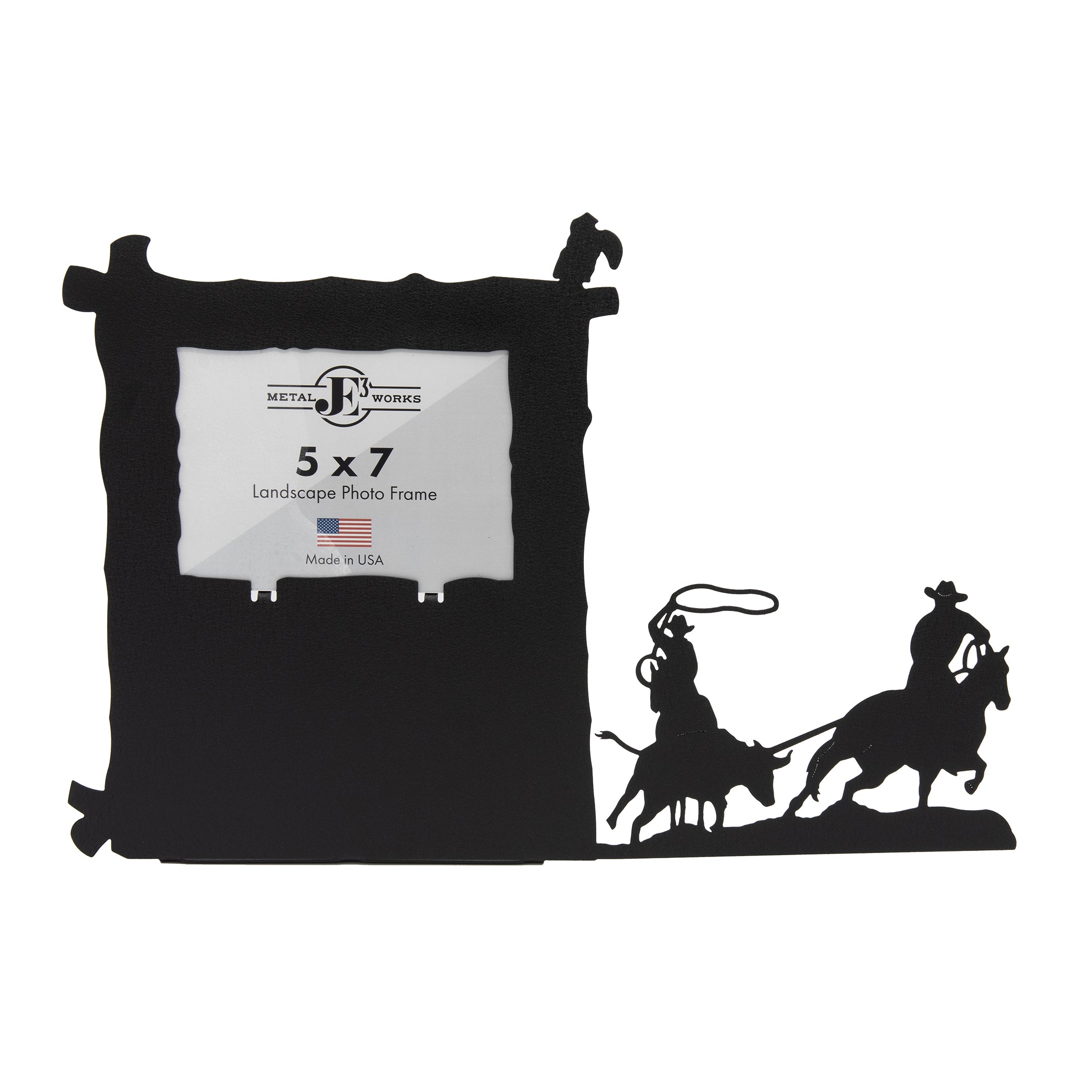 Team Roping Picture Frame With Award Area – JE3 Metal Works
