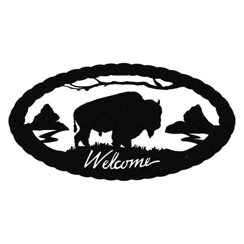 Buffalo "Welcome" 21" x 11" Oval Wall Art